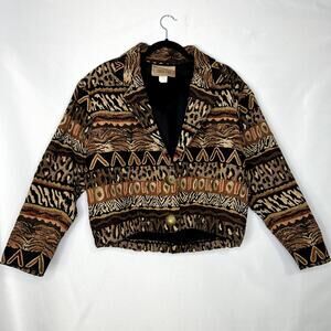 Vintage 1990s Painted Pony Animal Print Tapestry Jacket 90s Western Size Small